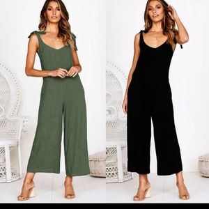 Women's Sleeveless Wide Leg Jumpsuit Rompers Overalls, adjustable straps